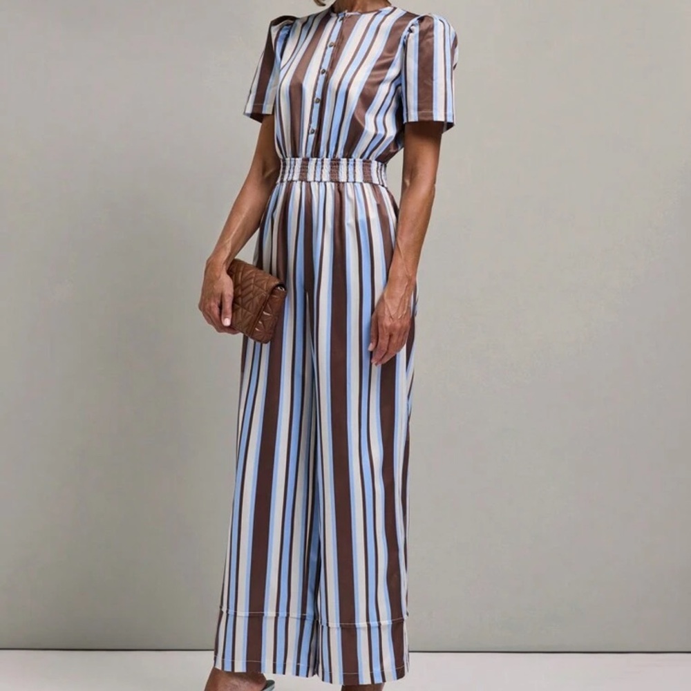 Striped Brown and Blue Jumpsuit